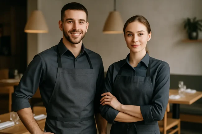 Uniforma pune për staf restoranti: tekstil që zgjat