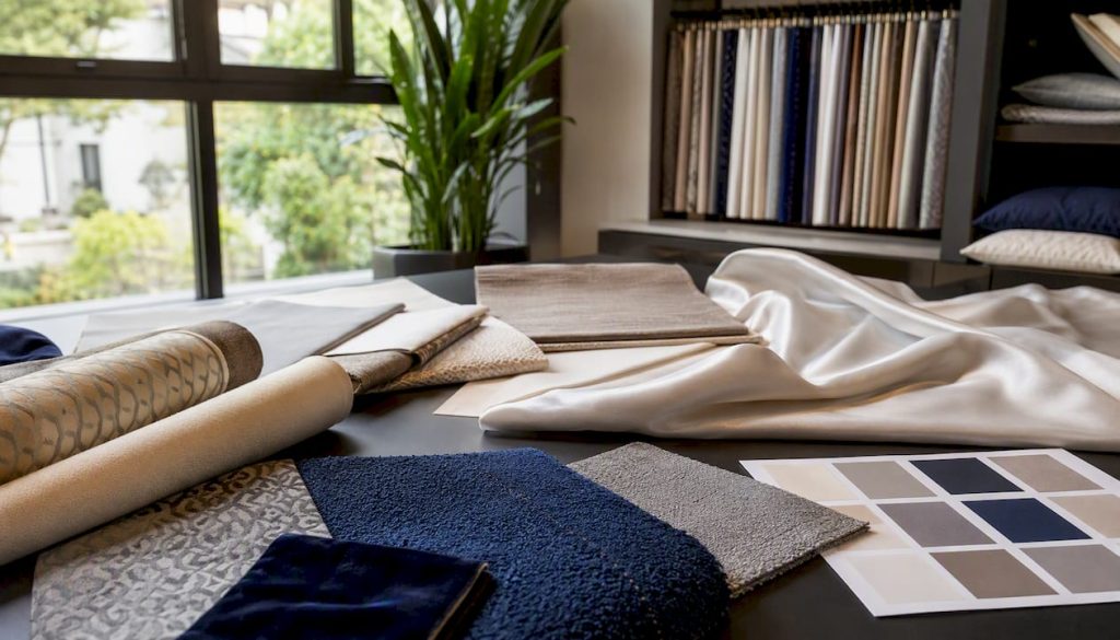 Close-up of assorted luxury hotel textile samples