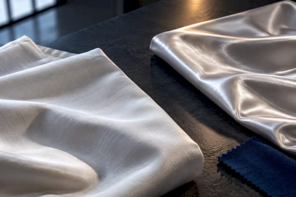 Contrasting sateen and satin fabric surfaces