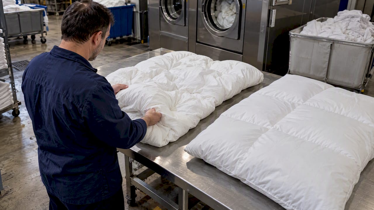 Cut Hotel Duvet Costs: Laundry Proven Down vs Down Alternative
